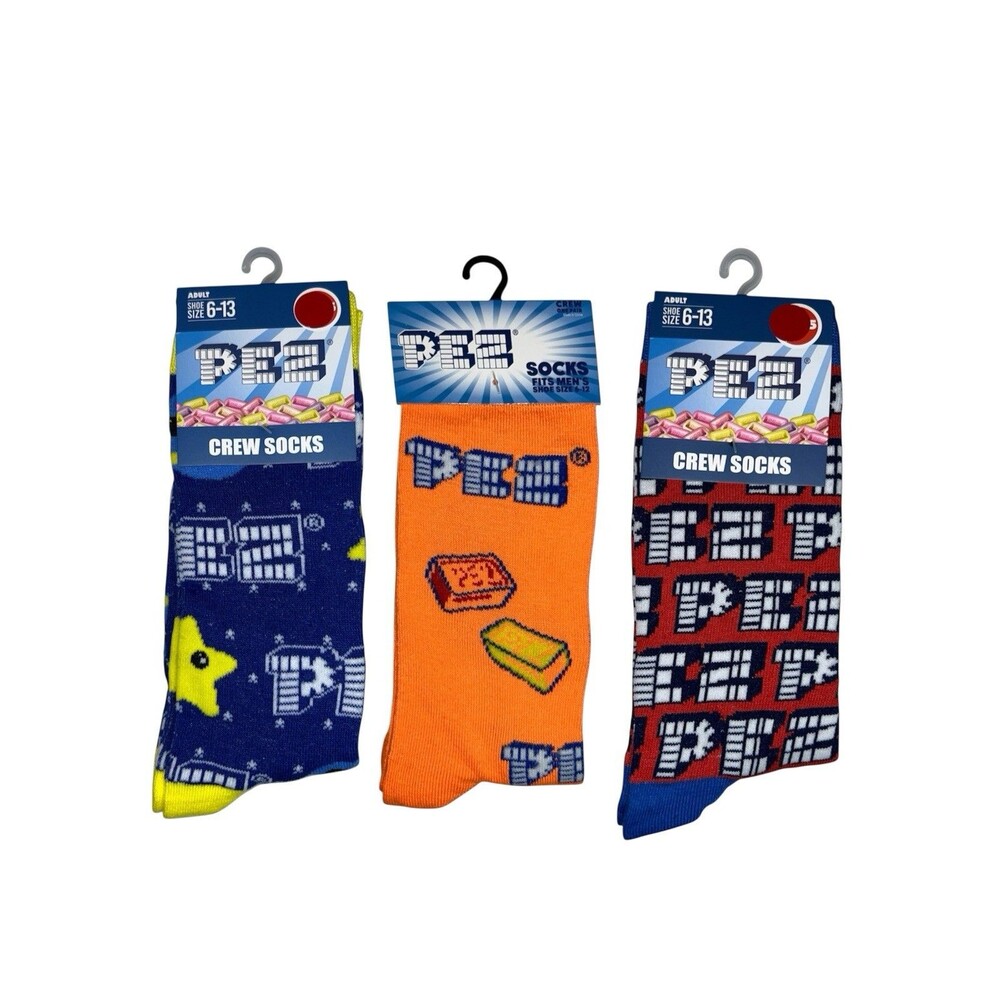 3x Pez Candy Novelty Fun Crew Socks Size 6-13